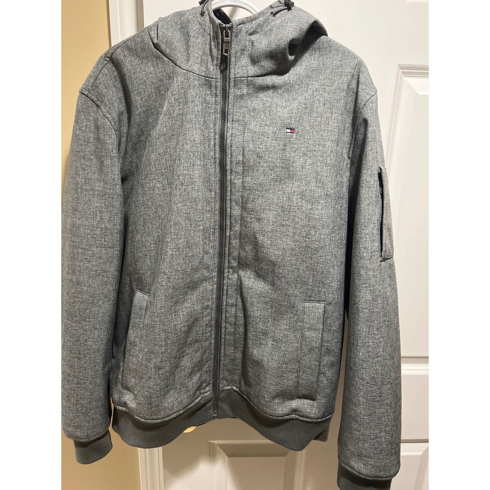 Tommy Hilfiger Mens Softshell Hooded Jacket Grey Full Zip Size Medium - Picture 14 of 15